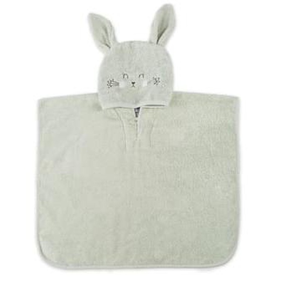 Poncho pur coton Petit lapin vert deau
