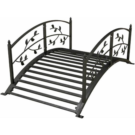 Outsunny - Pont de jardin - pont de bassin avec balustrade motif de vigne acier noir