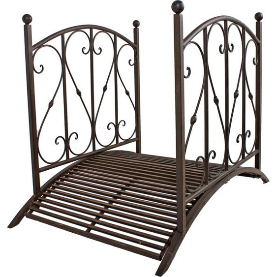 Pont de jardin TAUPO, avec balustrade ; en métal, aspect rouille noble, démonté