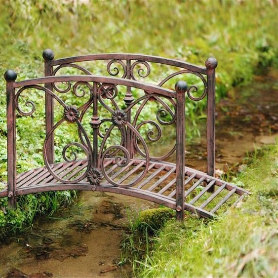 Pont décoratif ruisseau en métal aspect rouille, pont décoratif, pont de jardin, pont détang, décoration de jardin pour lextérieur