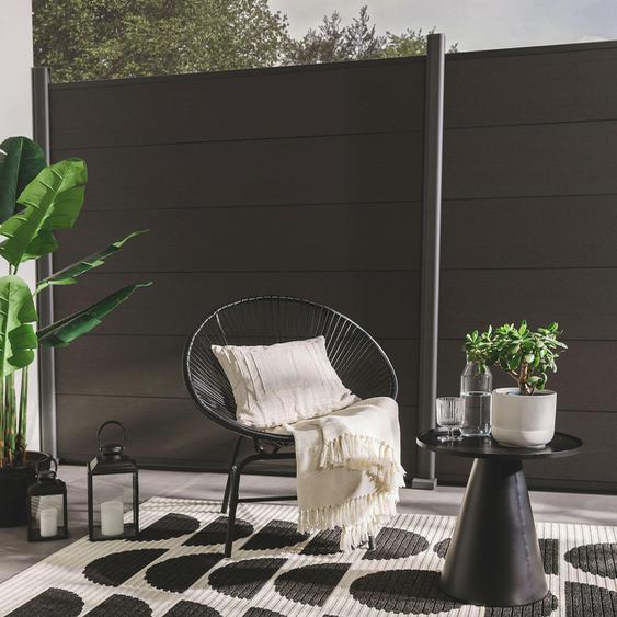 Pop Tapis dextérieur Taro Noir & Blanc 200x290 cm - Tapis outdoor pour balcon, terrasse et jardin