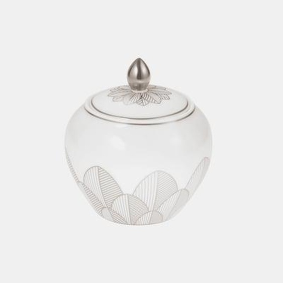 Porcelain Covered Sugar Bowl 30cl Platinum Finish - MALMAISON IMPÉRIALE