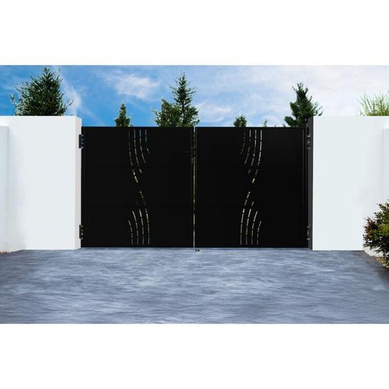 Portail acier battant 3m NALI VELETA H.160cm noir mat