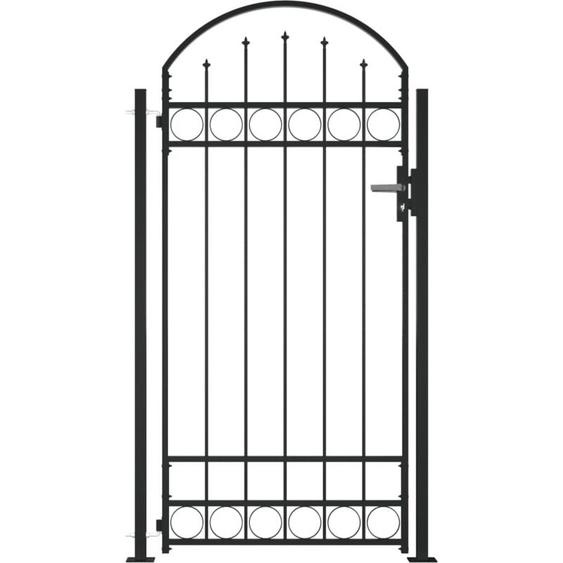 Vidaxl - Portail de clôture à dessus arqué et 2 poteaux 105x204 cm Noir