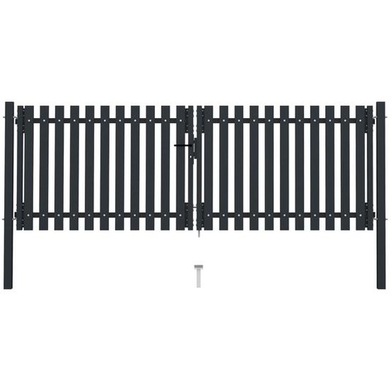 Portail de clôture à double porte Acier 306x150 cm Anthracite