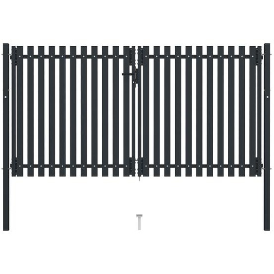 Portail de clôture à double porte Acier 306x150 cm Anthracite