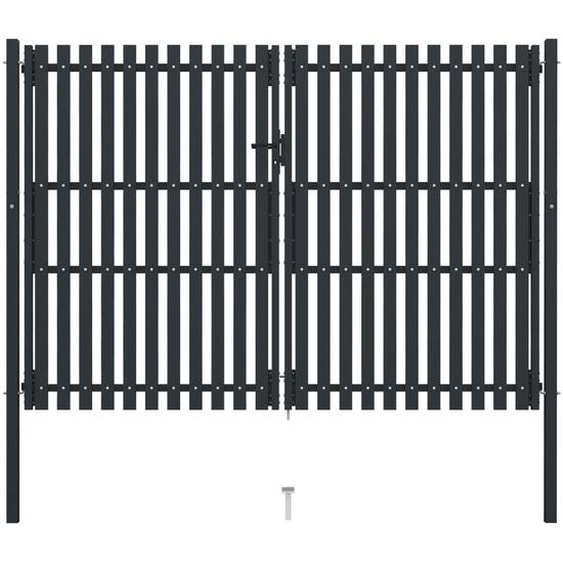 Portail de clôture à double porte Acier 306x200 cm Anthracite