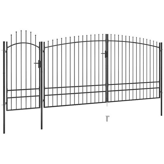 Portail de clôture de jardin avec dessus en lance 5x2,45 m Noir