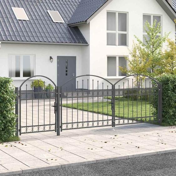 Portail de clôture de jardin avec sommet en arc Gris 4 x 1,25 m