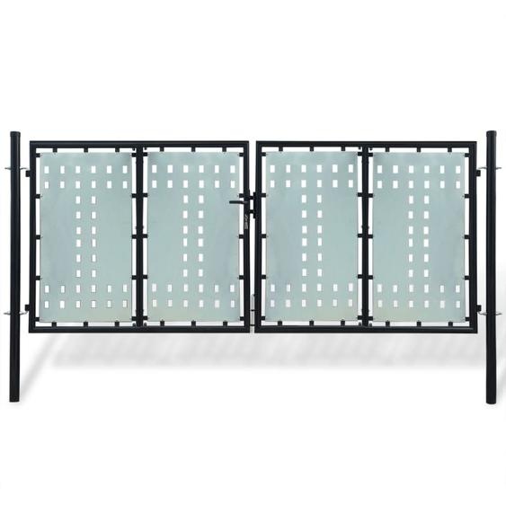 Portail de clôture noir à une porte 300x125 cm