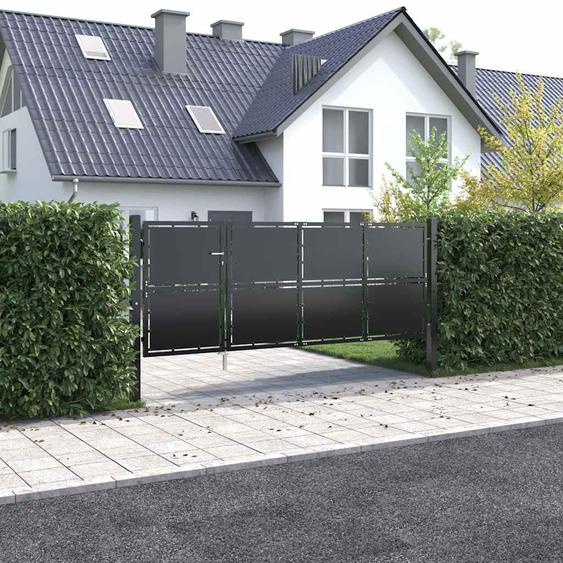 Portail de jardin Acier 350 x 125 cm Anthracite
