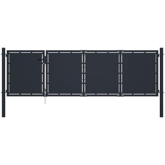 Portail de jardin Acier 350 x 75 cm Anthracite