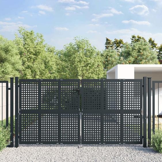 Portail de jardin anthracite 300 x 150 cm acier