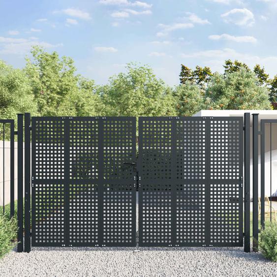 Portail de jardin anthracite 300x175 cm acier