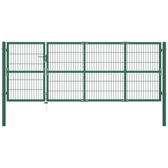 Portail de jardin avec poteaux 350 x 120 cm, acier vert