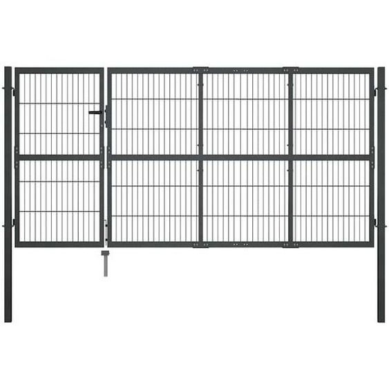 Portail de jardin avec poteaux en acier 350 x 120 cm anthracite