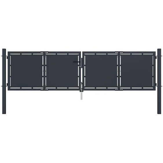 Portail de jardin en acier 300 x 75 cm anthracite