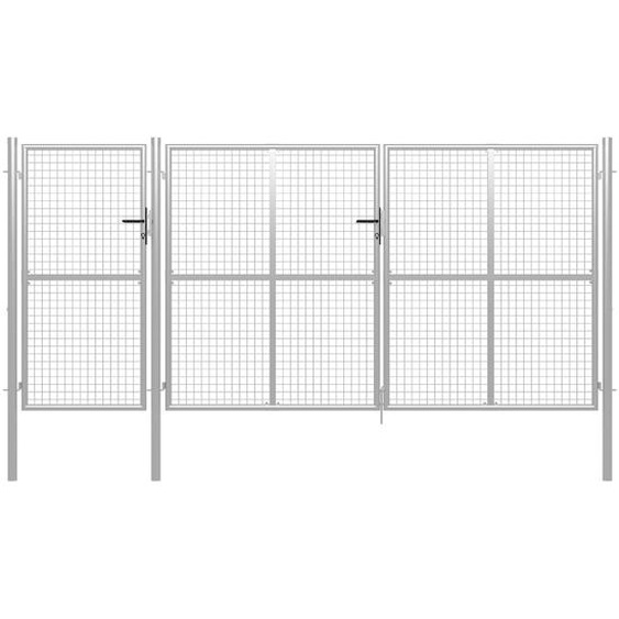 Portail de jardin en acier 400 x 150 cm argenté
