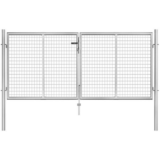 Portail de jardin en acier galvanisé 300 x 100 cm argenté