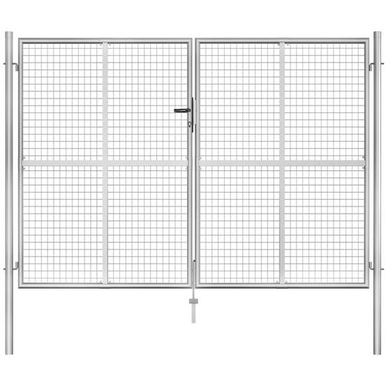 Portail de jardin en acier galvanisé 306 x 175 cm Argent
