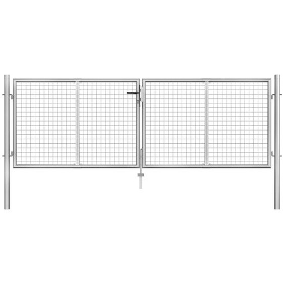 Portail de jardin en acier galvanisé 306 x 75 cm Argent