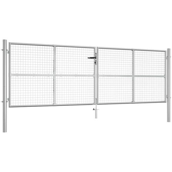 Portail de jardin en acier galvanisé 400 x 125 cm argent