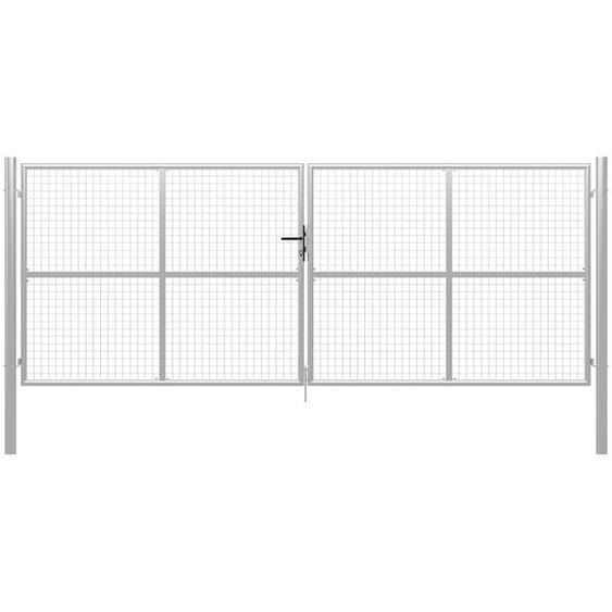Portail de jardin en acier galvanisé 400 x 150 cm argenté
