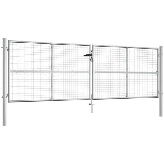 Portail de jardin en acier galvanisé 415 x 125 cm Argent