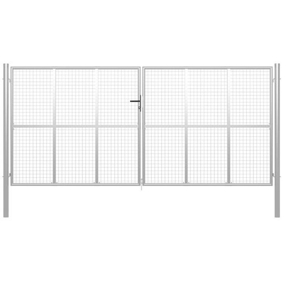 Portail de jardin en acier galvanisé 415 x 200 cm Argent