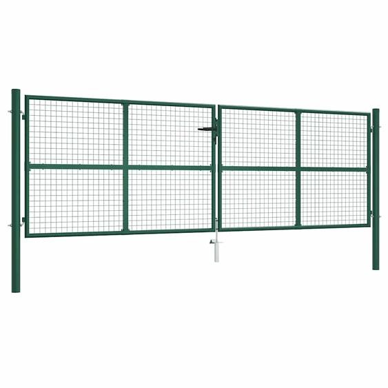 Portail de jardin en acier grillagé 400 x 125 cm vert