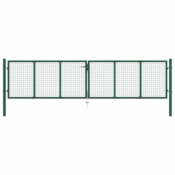 Portail de jardin en acier grillagé 400 x 75 cm vert