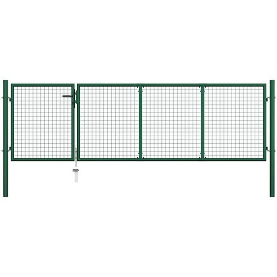 Portail de jardin en acier vert 350 x 100 cm