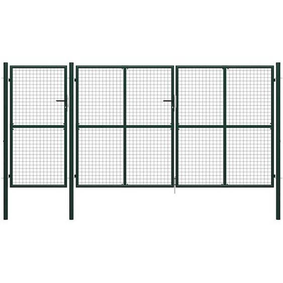 Portail de jardin en acier vert 400 x 150 cm