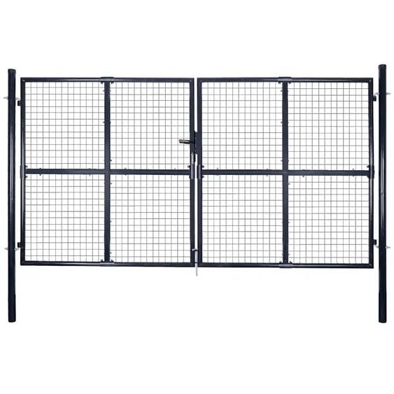 Portail de jardin grillagé en acier galvanisé 300 x 175 cm gris