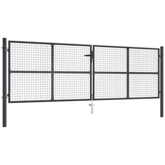 Portail de jardin grillagé en acier galvanisé gris 400 x 125 cm