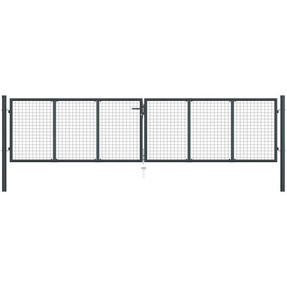 Portail de jardin grillagé en acier galvanisé gris 400 x 75 cm