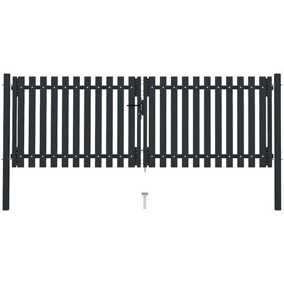 Portail double en acier 300 x 125 cm anthracite