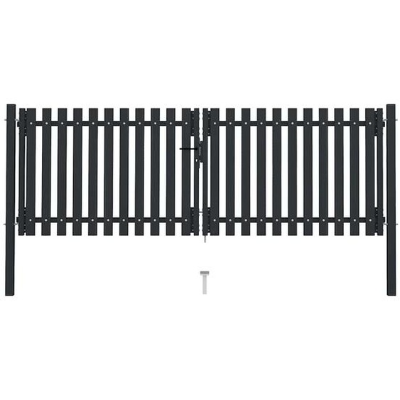 Portail double en acier 300 x 75 cm anthracite