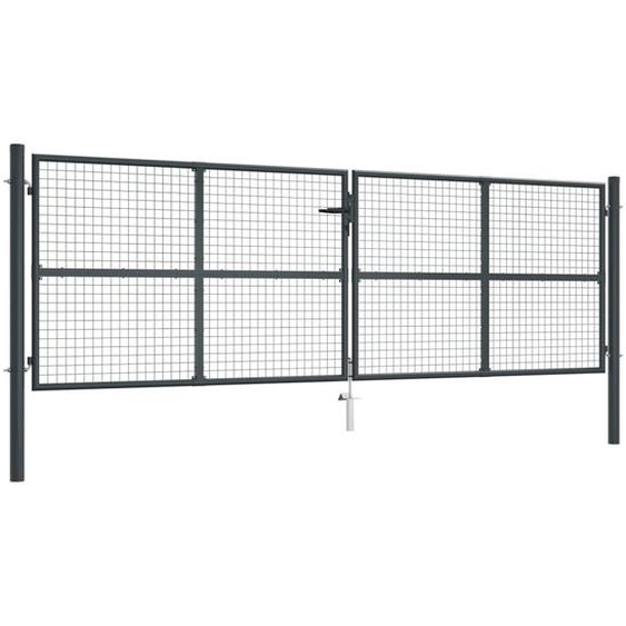 Portail en maille de jardin Acier galvanisé 400 x 175 cm Gris