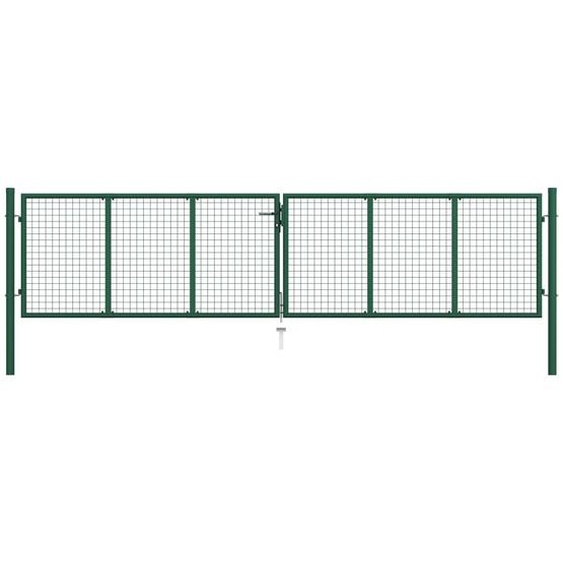 Portail en treillis de jardin acier 390x100 cm vert
