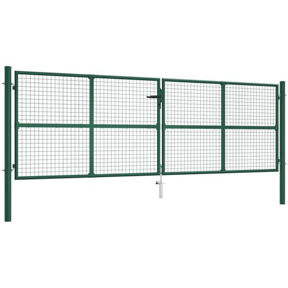 Portail en treillis de jardin acier 390x125 cm vert
