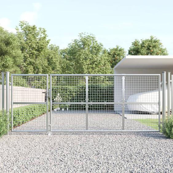 Portal de jardin maille argenté 350x175 cm acier galvanisé