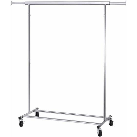 Portant à Vêtements avec Roulettes Songmics Tringle Extensible - Charge Lourde - Porte-manteau - Rangement Vêtement - Capacité de Charge 90 kg