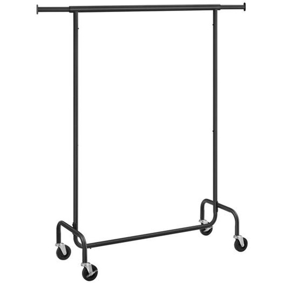 Portant à Vêtements avec Roulettes, Tringle Extensible pour Charge Lourde, Capacité de Charge 130 kg, Porte-manteau pour Vêtements, en Métal, Chromé