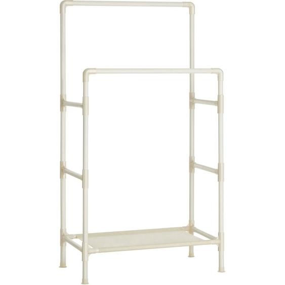 Portant à vêtements Double Barre, Portemanteau, Penderie, Organisateur, en métal, avec étagère de Rangement à 2 Niveaux, Charge 55 kg, Montage