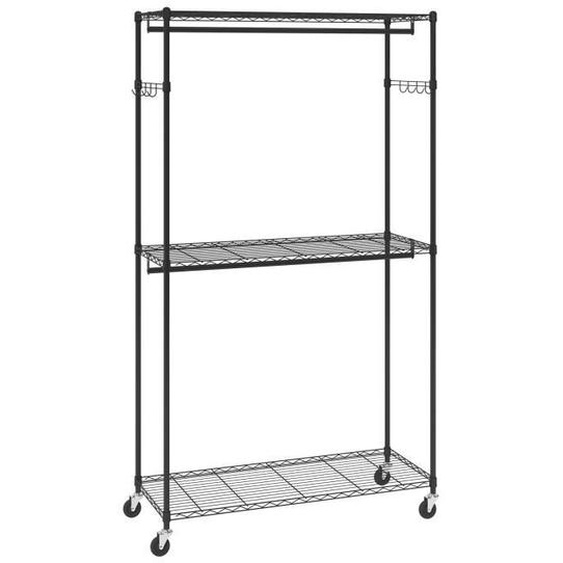 Portant à Vêtements - VEVOR - Porte-Manteau avec Roulettes Porte-Manteau avec Roues Acier 3 Niveaux Charge 182 kg