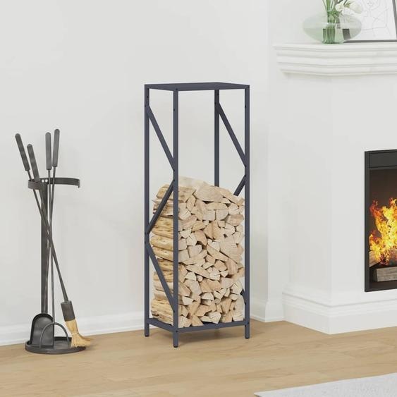 Portant de bois chauffage anthracite 34x25x100 cm