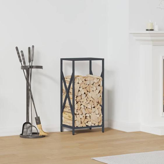Portant de bois chauffage anthracite 34x25x70 cm