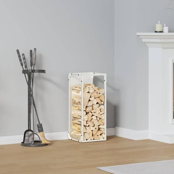 Portant de bois chauffage blanc 25x25x60 cm