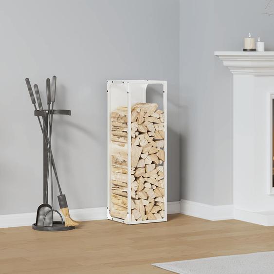Portant de bois chauffage blanc 25x25x80 cm